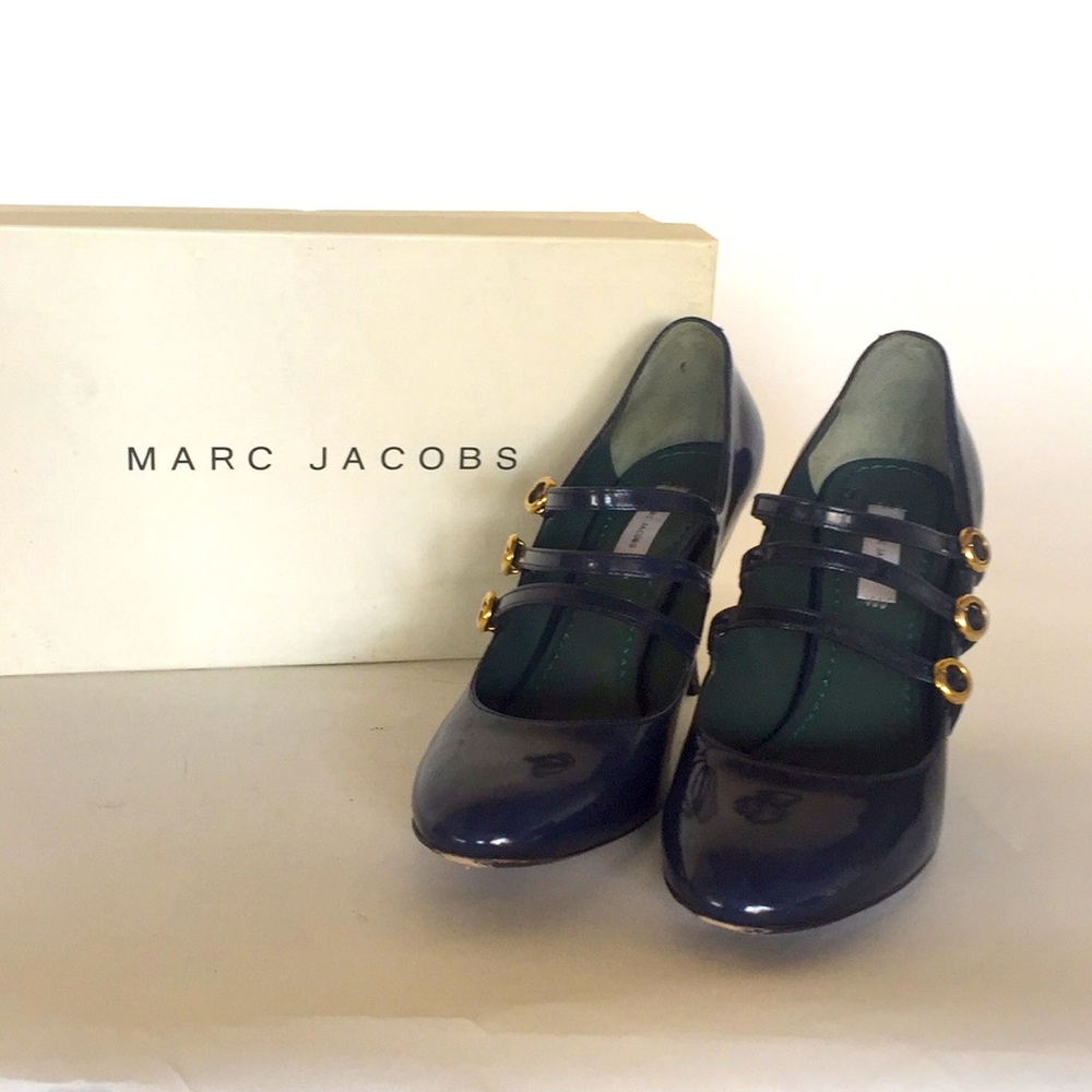 Marc Jacobs navy blue patent Mary Janes